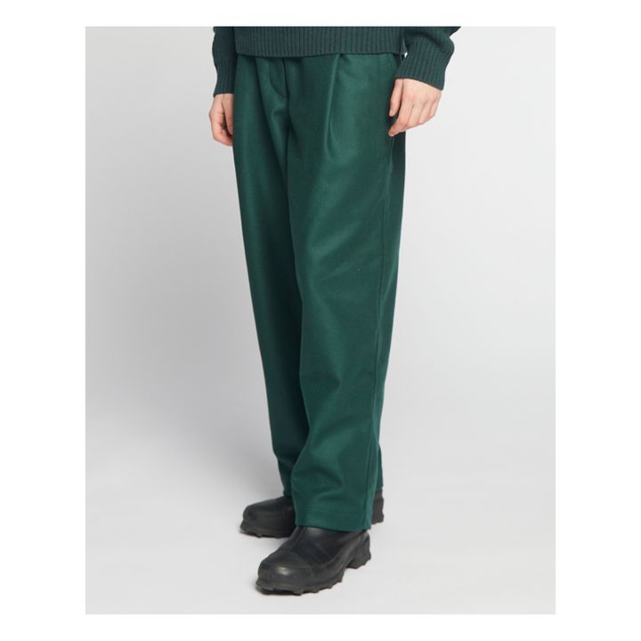 Pantalón British Worker de lana a rayas | Verde Oscuro- Imagen del producto n°4