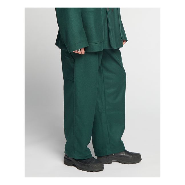 Pantalon à Pinces British Worker Laine | Vert foncé
