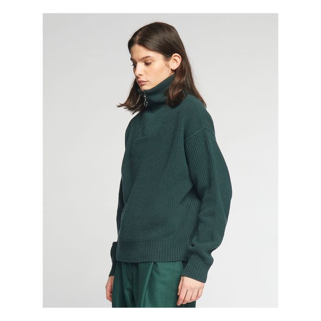 Fly Deck Wool Sweater | Dark green