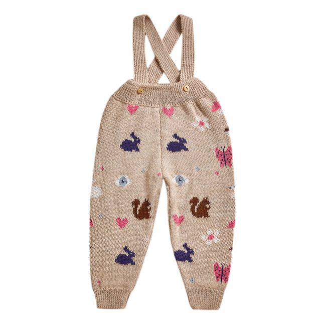 Pantaloni con Bretelle in Baby Alpaca | Beige
