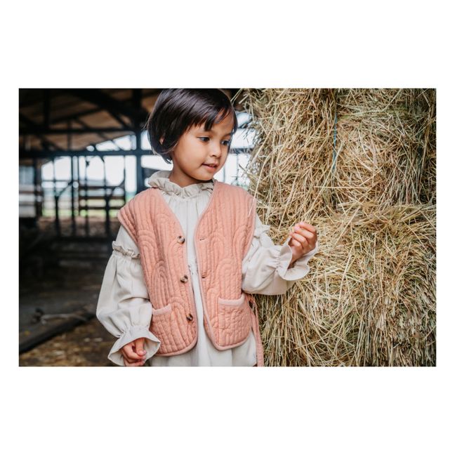 Chaqueta sin mangas acolchada de algodón orgánico Angus | Rosa Palo