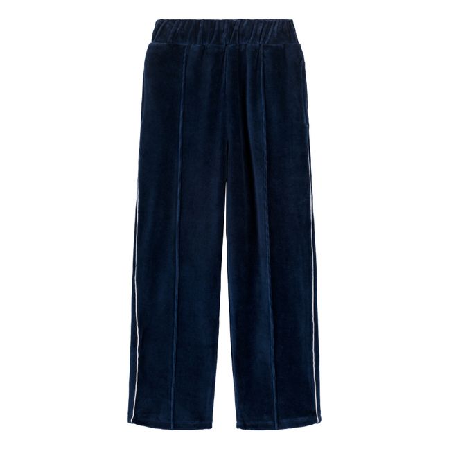 Organic cotton velour trousers Olive | Navy blue