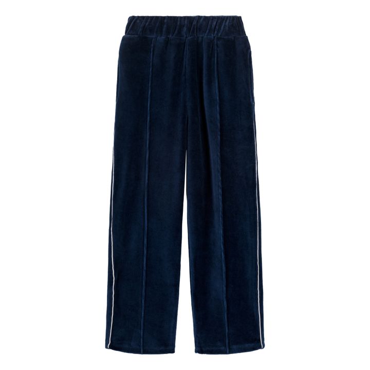 We Are Kids - Organic cotton velour trousers Olive - Navy blue