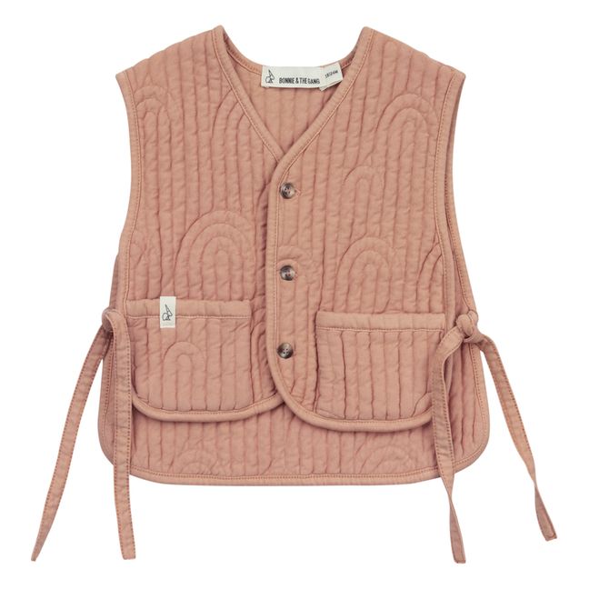 Chaqueta sin mangas acolchada de algodón orgánico Angus | Rosa Palo