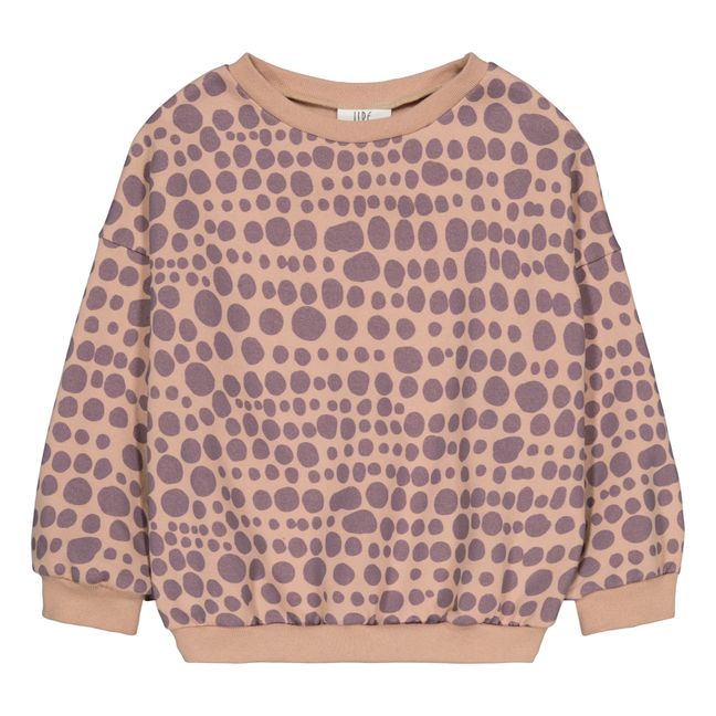 Sweat Oversize Coton Recyclé à Pois | Rose pêche