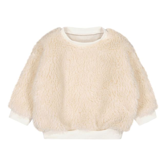Sweat Façon Fourrure Matière Recyclée Bear | Ecru