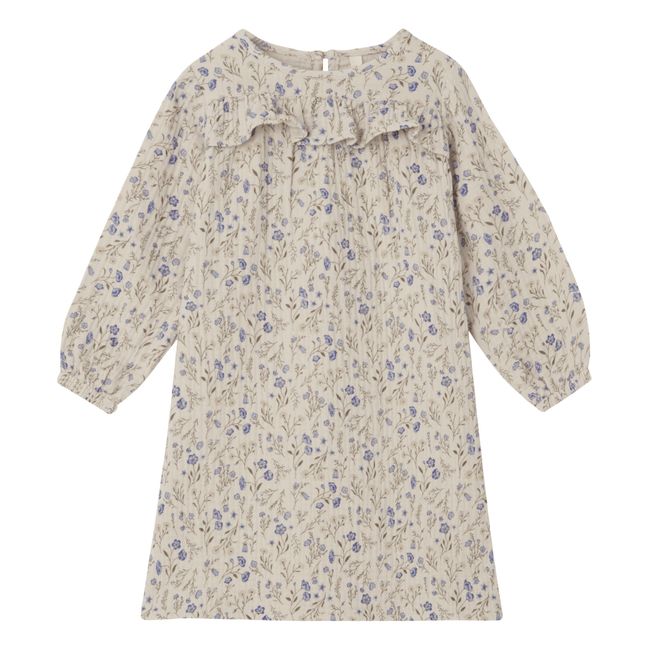 Blumiges Kleid mit Volants | Seidenfarben