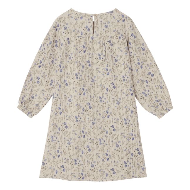 Blumiges Kleid mit Volants | Seidenfarben