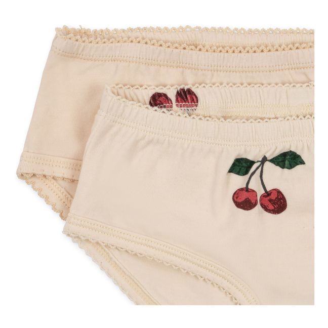Lot 2 Culottes Coton Bio Cerises | Beige