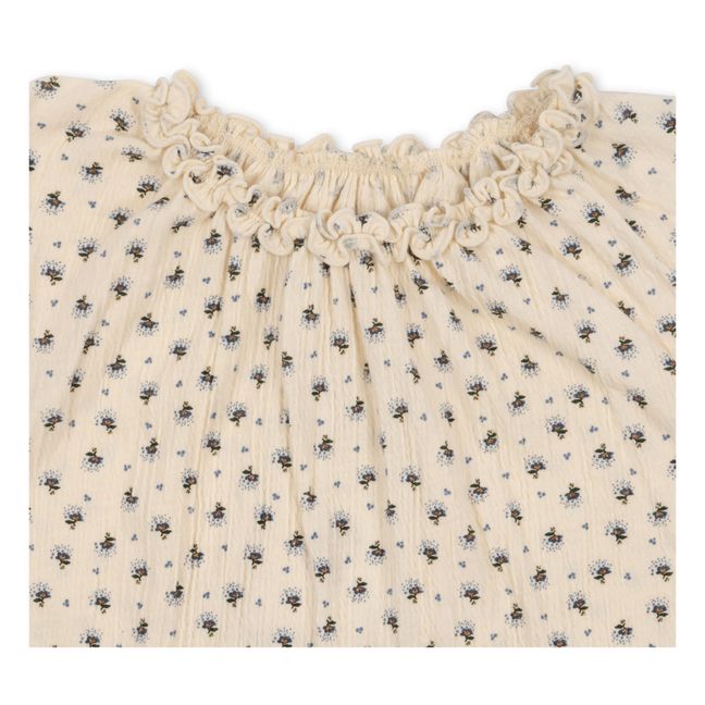 Blusa de algodón orgánico floral Chleo | Crudo