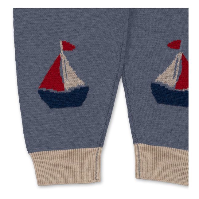 Jogger Tricot Coton Bio Bateaux Lapis | Bleu
