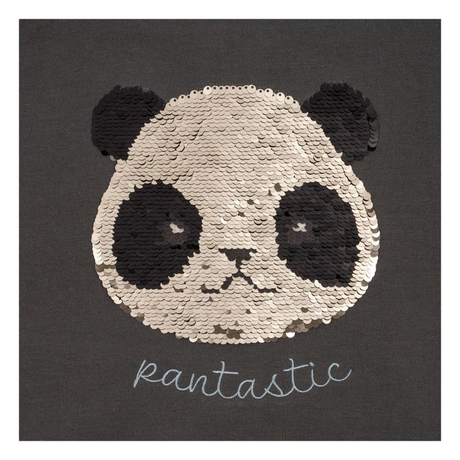 Lou Organic Cotton Sequin Panda Bomber Jacket | Charcoal grey