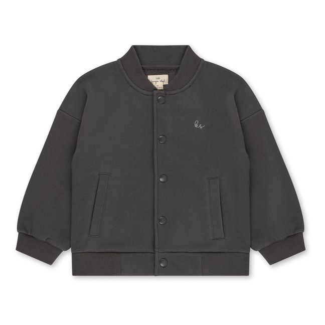 Lou Organic Cotton Sequin Panda Bomber Jacket | Charcoal grey