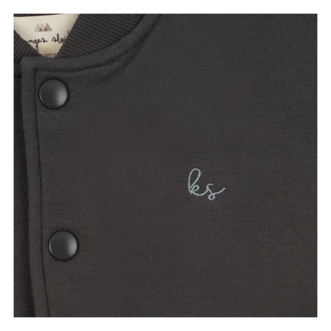 Lou Organic Cotton Sequin Panda Bomber Jacket | Charcoal grey