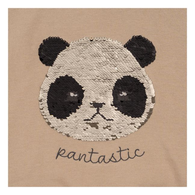 Sweat Coton Bio Panda Lou Sequin | Beige