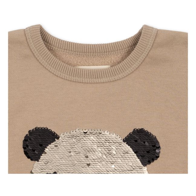 Lou Organic Cotton Sequin Panda Sweatshirt | Beige