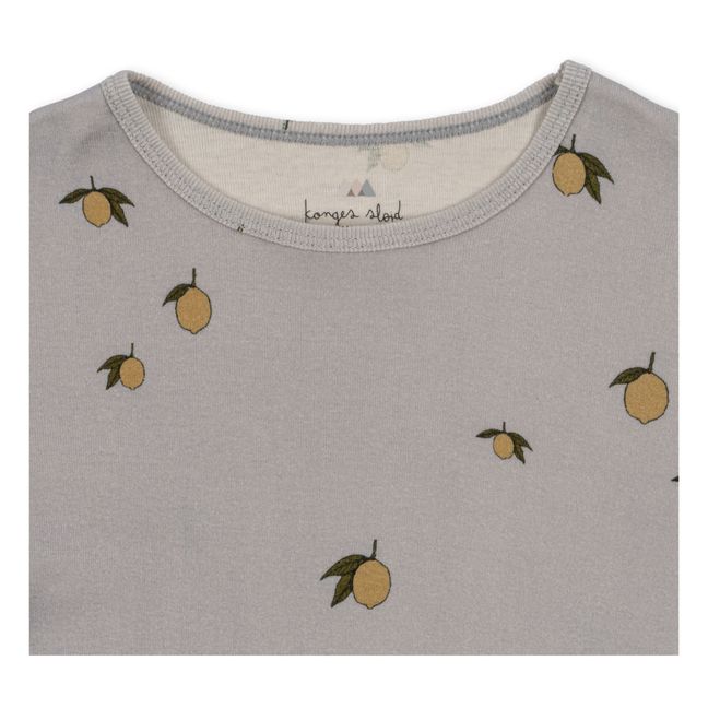 Pyjama aus Bio-Baumwolle Zitronen Sleepy | Grau