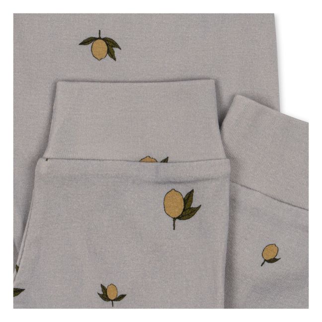Pyjama aus Bio-Baumwolle Zitronen Sleepy | Grau