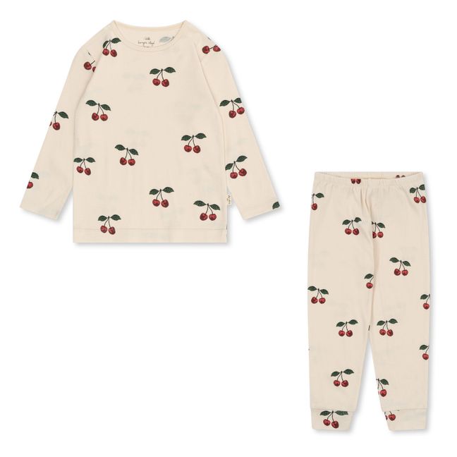 Pyjama Coton Bio Cerises Sleepy | Ecru
