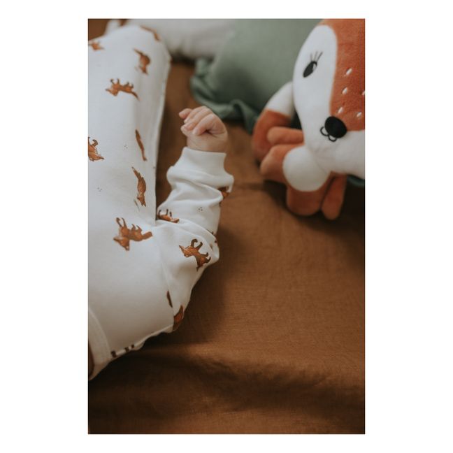 Pyjama Une Pièce Coton Bio Renard | Blanc