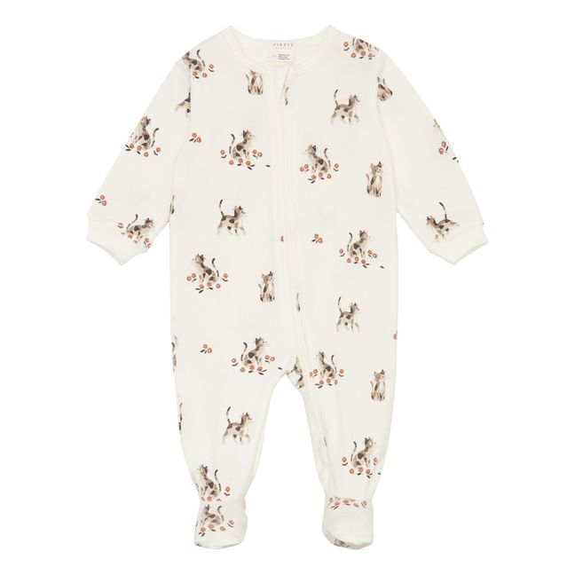 Pyjama Une Pièce Coton Bio Chaton | Blanc