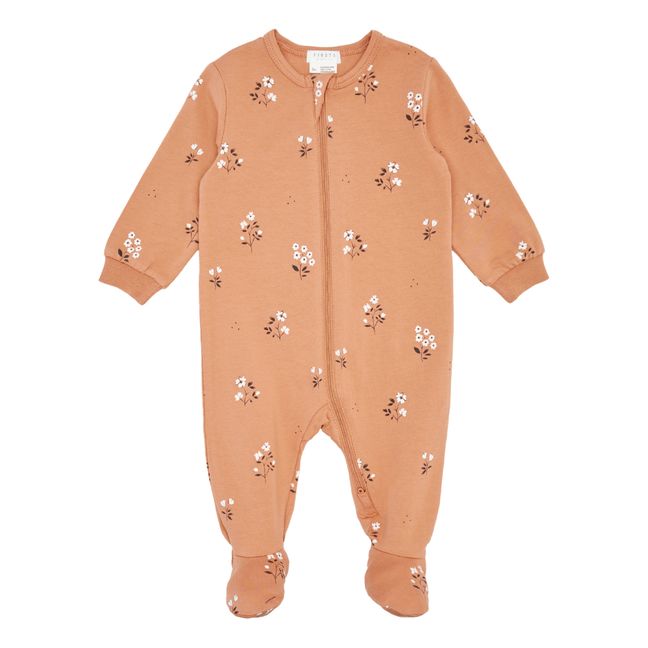 Einteiliger Pyjama aus Bio-Baumwolle Blume | Altrosa