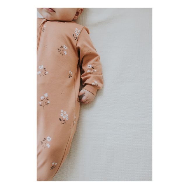 Einteiliger Pyjama aus Bio-Baumwolle Blume | Altrosa