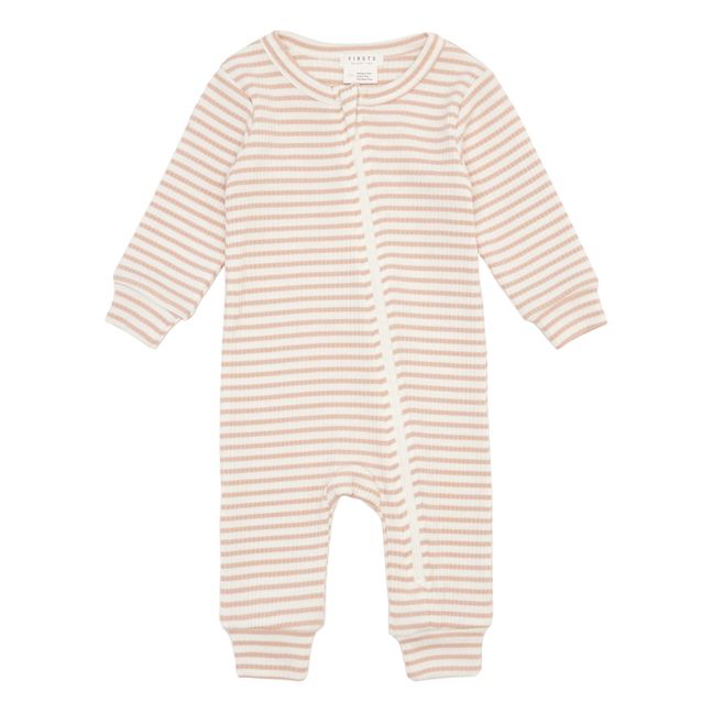 Striped Rib One Piece Pyjamas | Pale pink