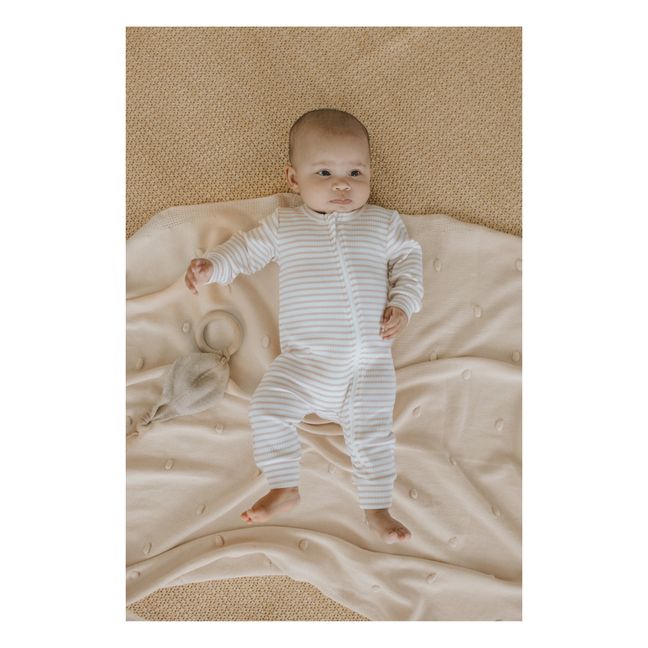 Pyjama Une Pièce Rib Rayé | Rose pâle