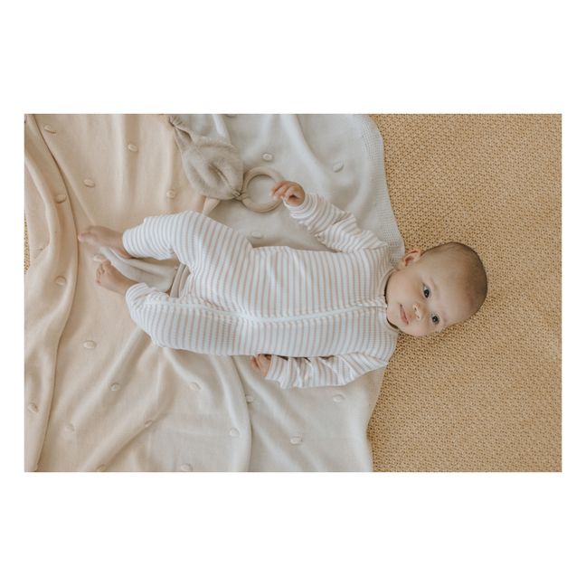 Pyjama Une Pièce Rib Rayé | Rose pâle