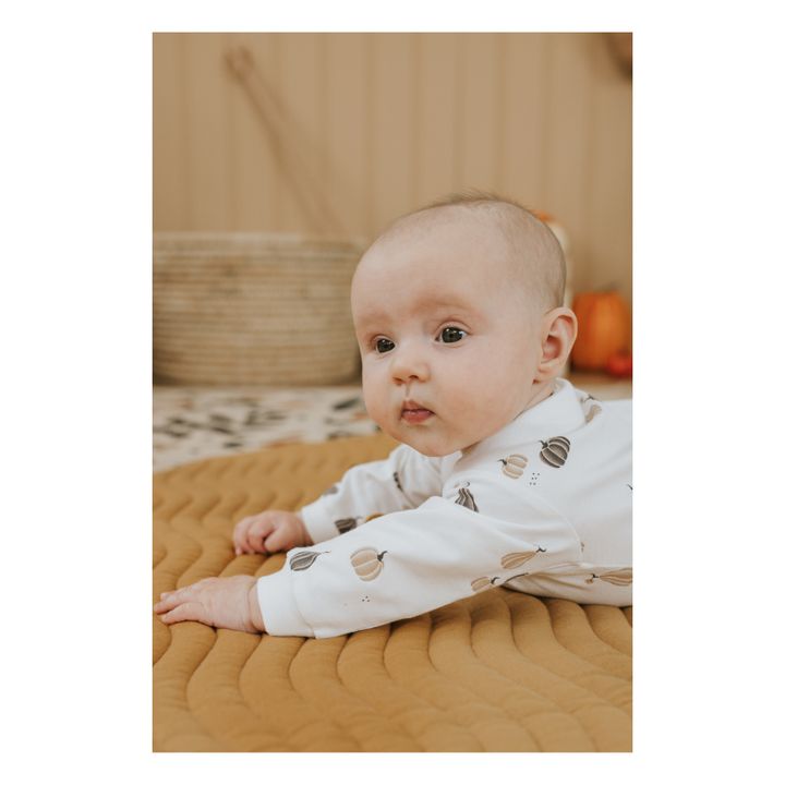 Pijama de una pieza Calabaza de algodón orgánico | Blanco- Imagen del producto n°1