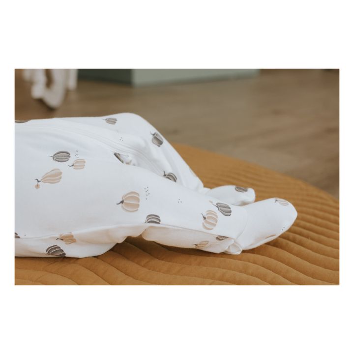 Pijama de una pieza Calabaza de algodón orgánico | Blanco- Imagen del producto n°4