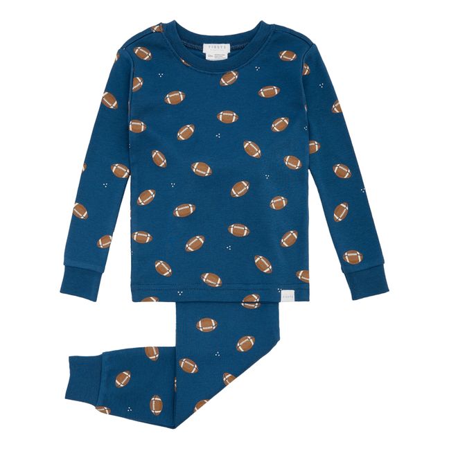 Pijama de fútbol de algodón ecológico | Azul Marino