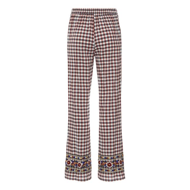 Pantalone Bernadette a fiori | Marrone scuro