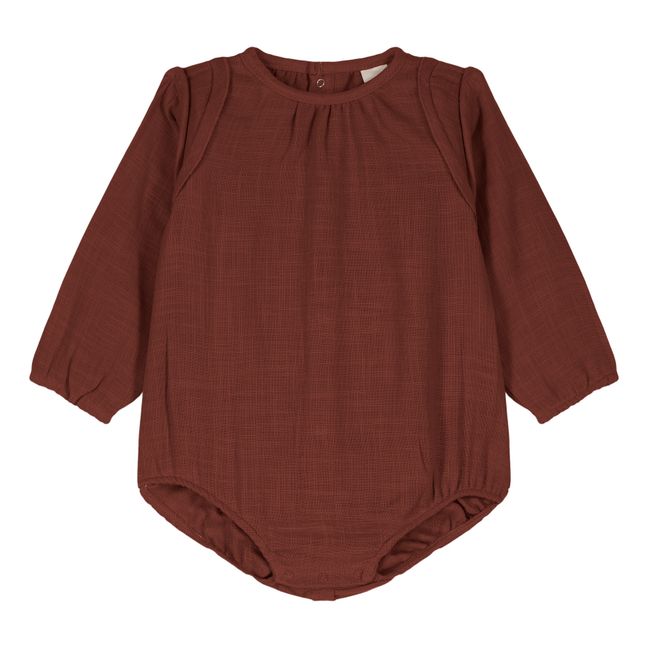 Esmée organic cotton gauze romper | Chocolate