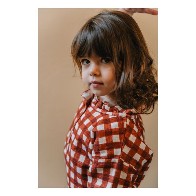 Organic Cotton Gauze Blouse Vichy Olympe | Burgundy