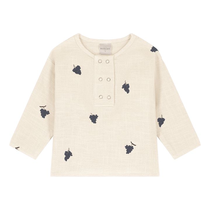 Studio Bohème Kurta Organic Cotton Gauze Grapes Romeo Ecru Smallable