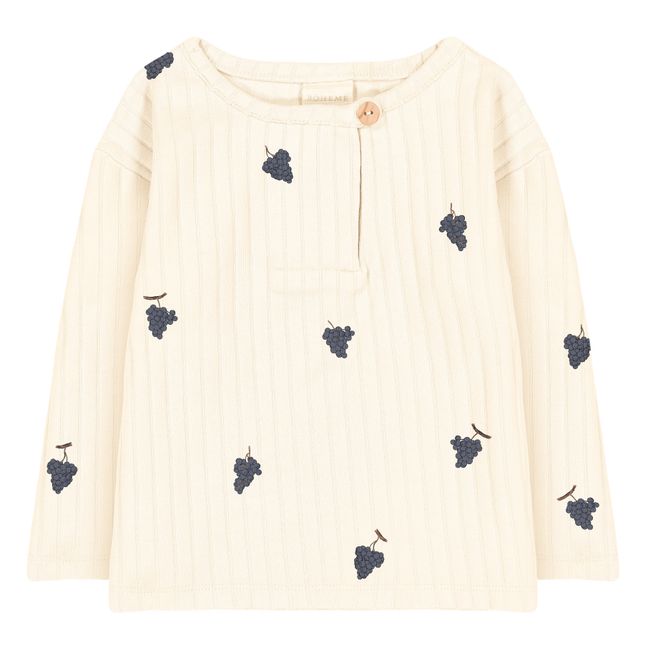 T-Shirt Coton Bio Côtelé Raisins Orso | Ecru