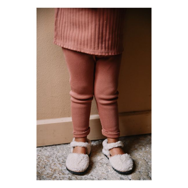 Legging Coton Bio Côtelé Rom-Pom | Chocolat