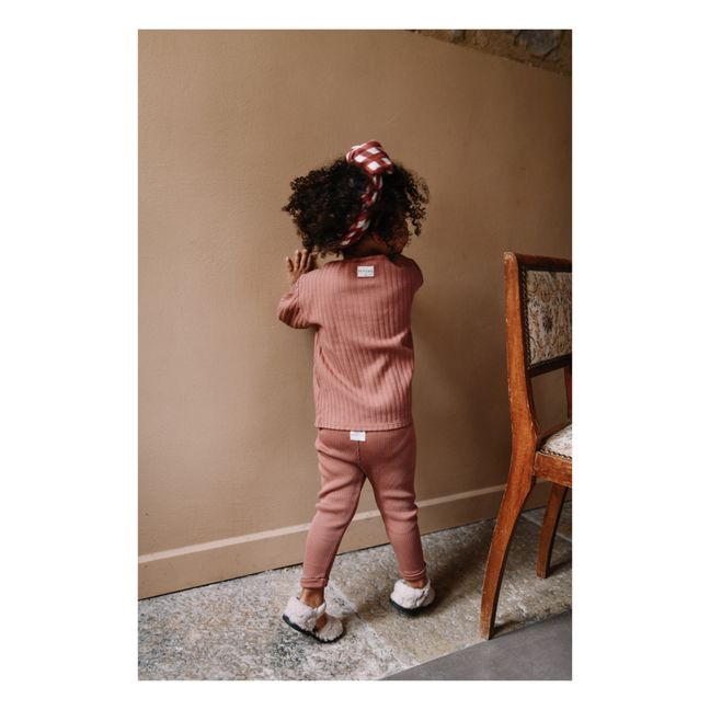 Legging Coton Bio Côtelé Rom-Pom | Chocolate