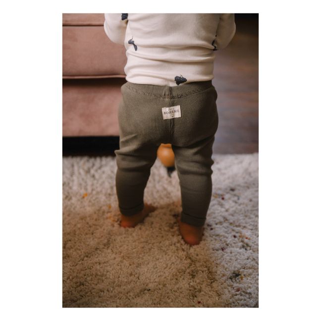 Legging Coton Bio Côtelé Rom-Pom | Khaki