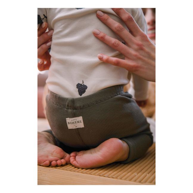 Legging Coton Bio Côtelé Rom-Pom | Khaki