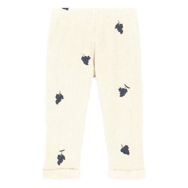 Legging Coton Bio Côtelé Raisins Rom-Pom | Ecru
