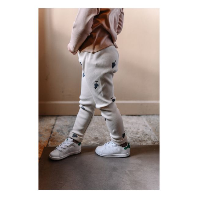 Legging Coton Bio Côtelé Raisins Rom-Pom | Ecru