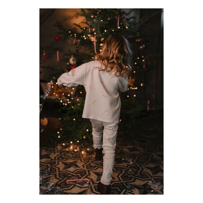 Legging Coton Bio Côtelé Sucre d'Orge Rom-Pom | Lait