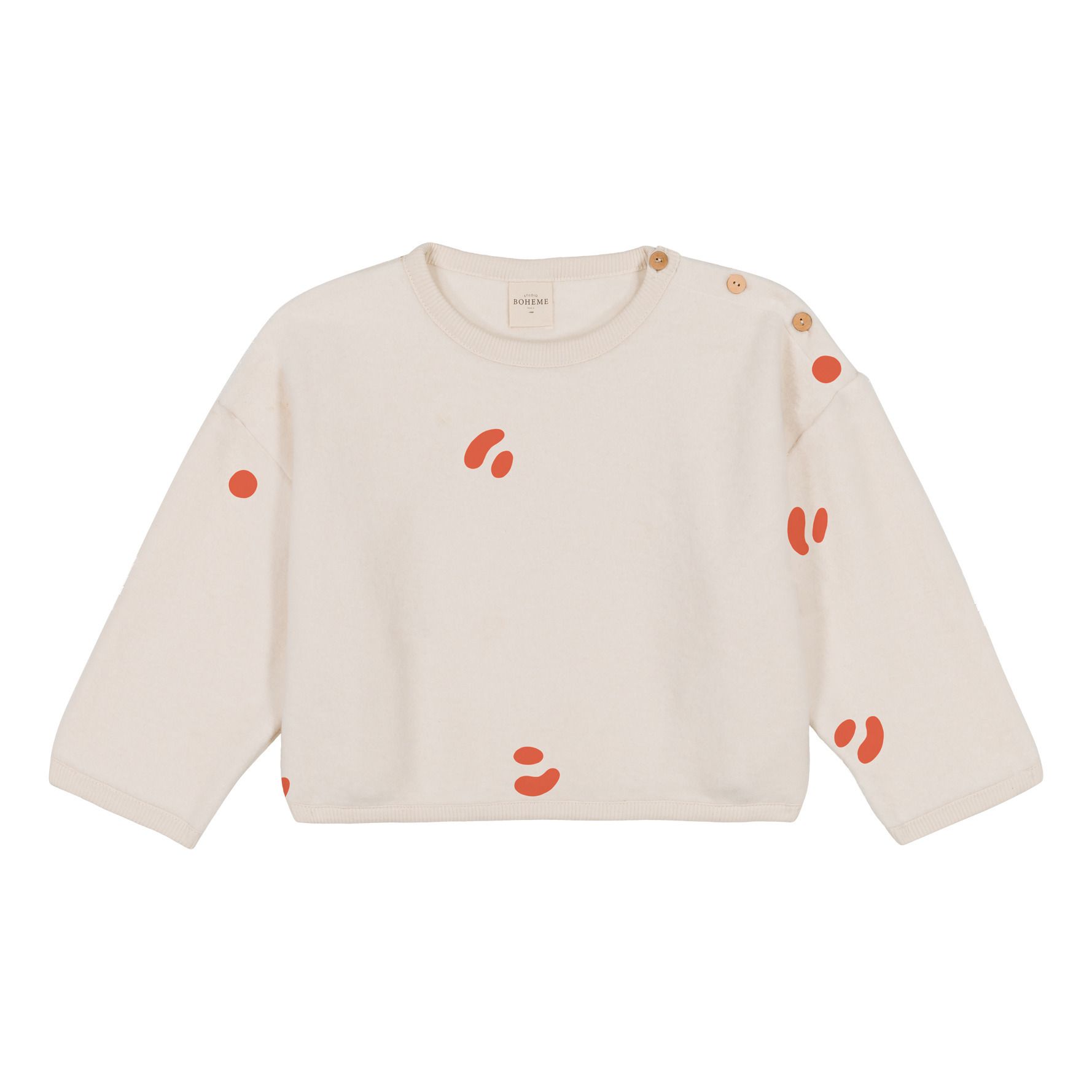 Studio Bohème Fleece-Sweatshirt aus Bio-Baumwolle und Bären-Nachahmungsmaterial | Seidenfarben