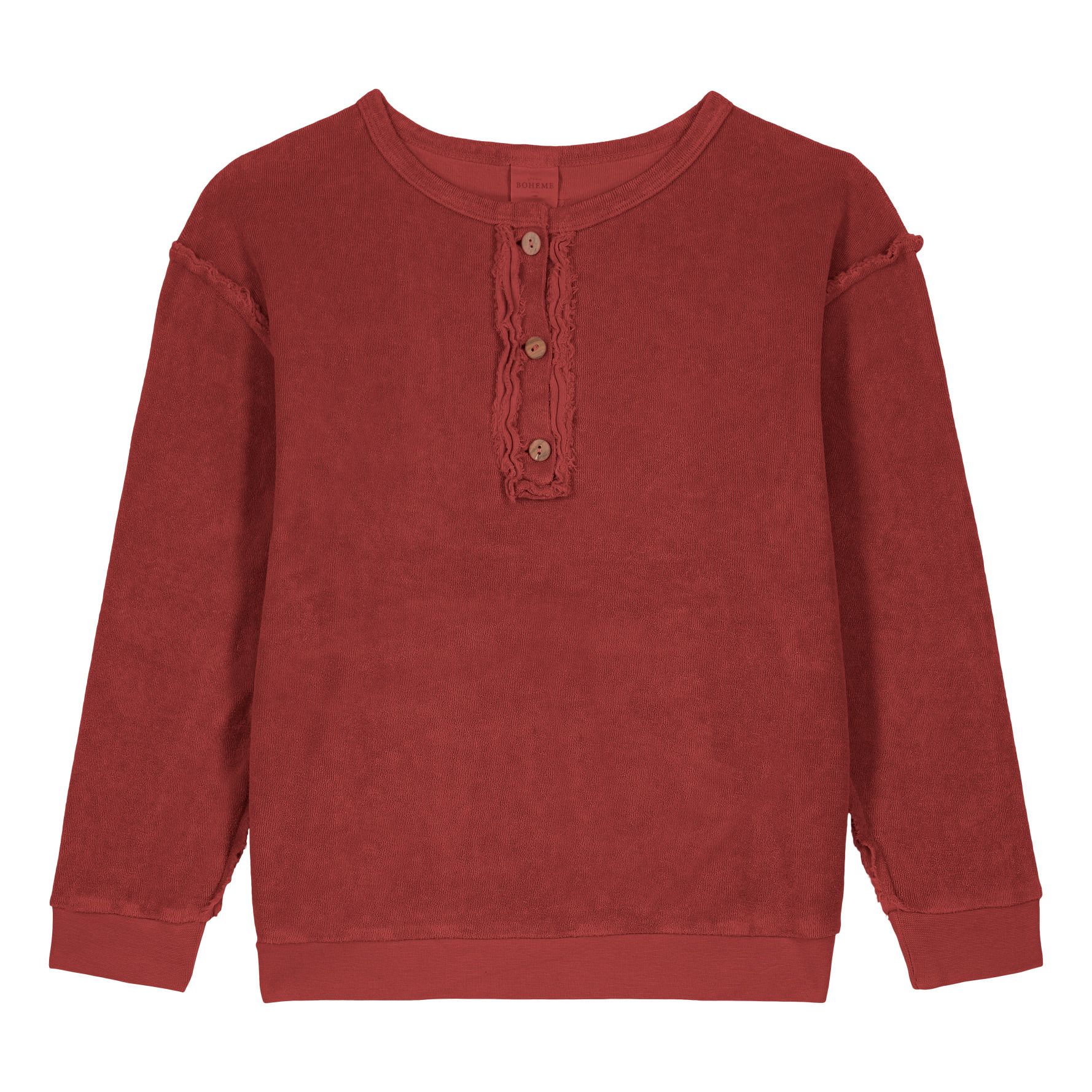 Studio Bohème Pullover Frottee Bio-Baumwolle Big Jo | Burgunderrot Studio Bohème Pullover Frottee Bio-Baumwolle Big Jo | Burgunderrot