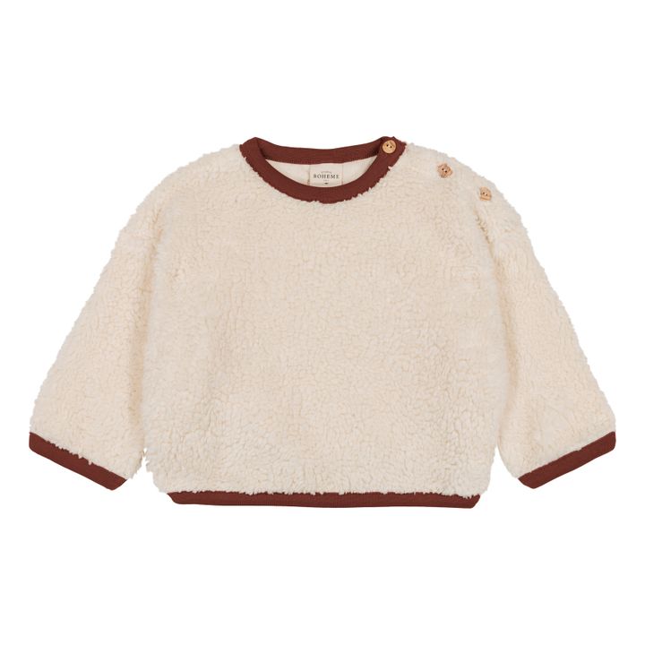 Organic Cotton Furry Bear Sweat Top | Ecru