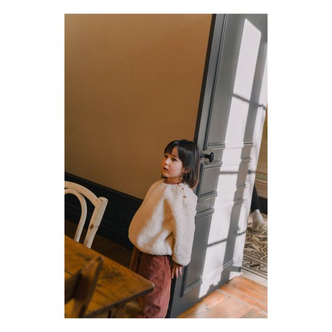 Sweat Coton Bio Façon Fourrure Ours | Ecru
