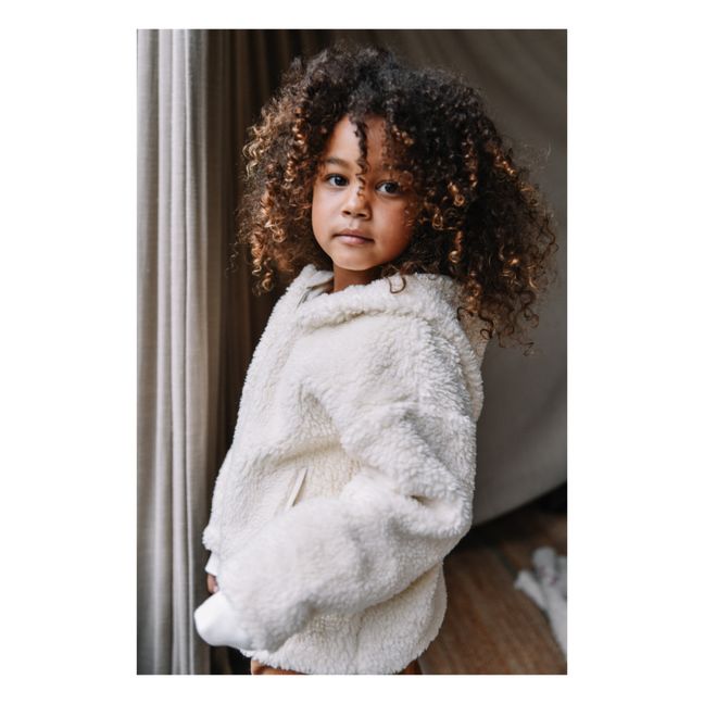 Veste Capuche Coton Bio Façon Fourrure Nounours | Ecru